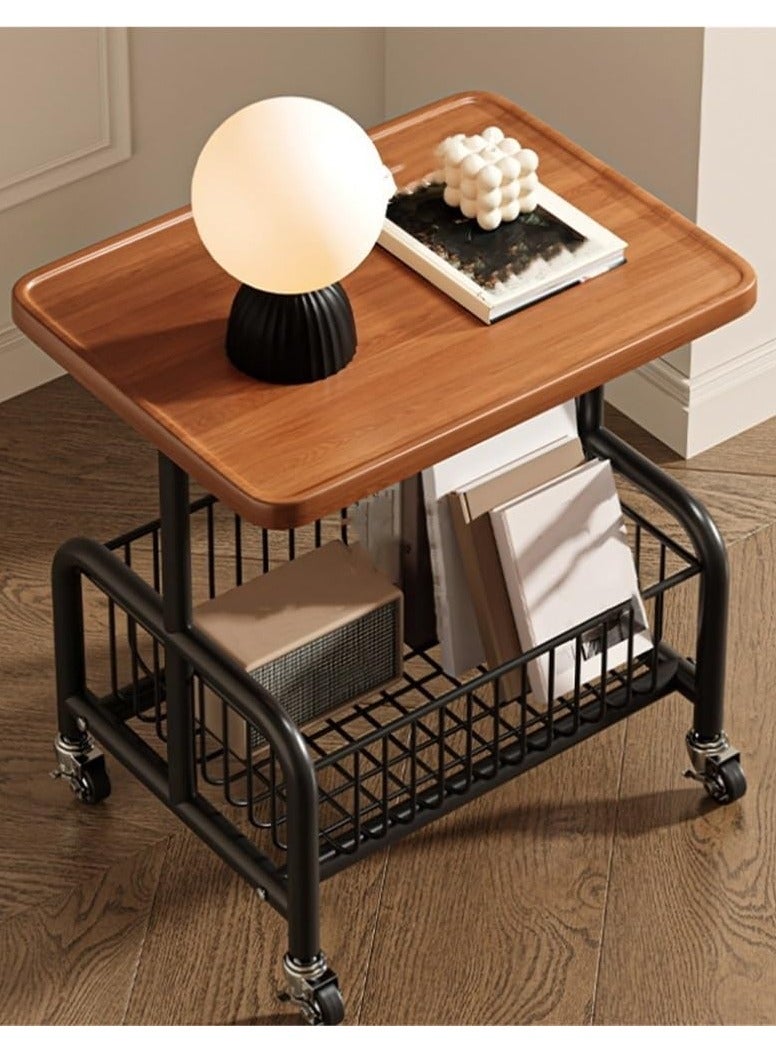 XiuWoo Movable Small Coffee Table, Living Room Trolley with Wheels, 360° Free Rotating Sofa Side Table, 2-Layer Storage End Table for Living Room, Bedroom - Image 1