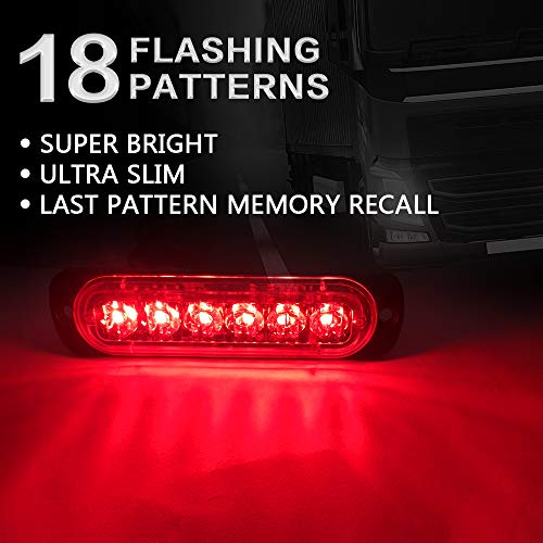 KaiDengZhe 4Pcs 6LED Red Ultra Slim Sync Feature Warning Emergency Beacon Hazard Flash Caution Strobe Light Bar Surface Mount for Car Truck 12-24V - Image 4