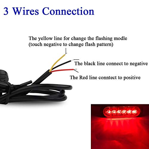 KaiDengZhe 4Pcs 6LED Red Ultra Slim Sync Feature Warning Emergency Beacon Hazard Flash Caution Strobe Light Bar Surface Mount for Car Truck 12-24V - Image 3