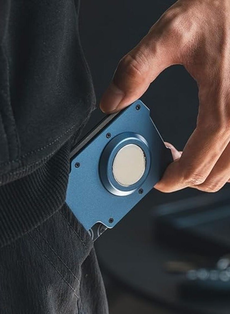 محفظة VCL400 التكتيكية الذكية - حماية RFID ومكان مخصص للـ AirTag - ألومنيوم طيران نحيف - أزرق - Image 3
