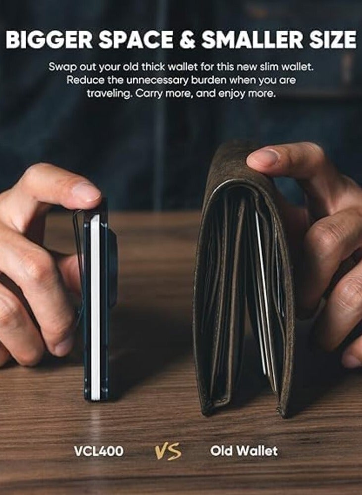 محفظة VCL400 التكتيكية الذكية - حماية RFID ومكان مخصص للـ AirTag - ألومنيوم طيران نحيف - أزرق - Image 2