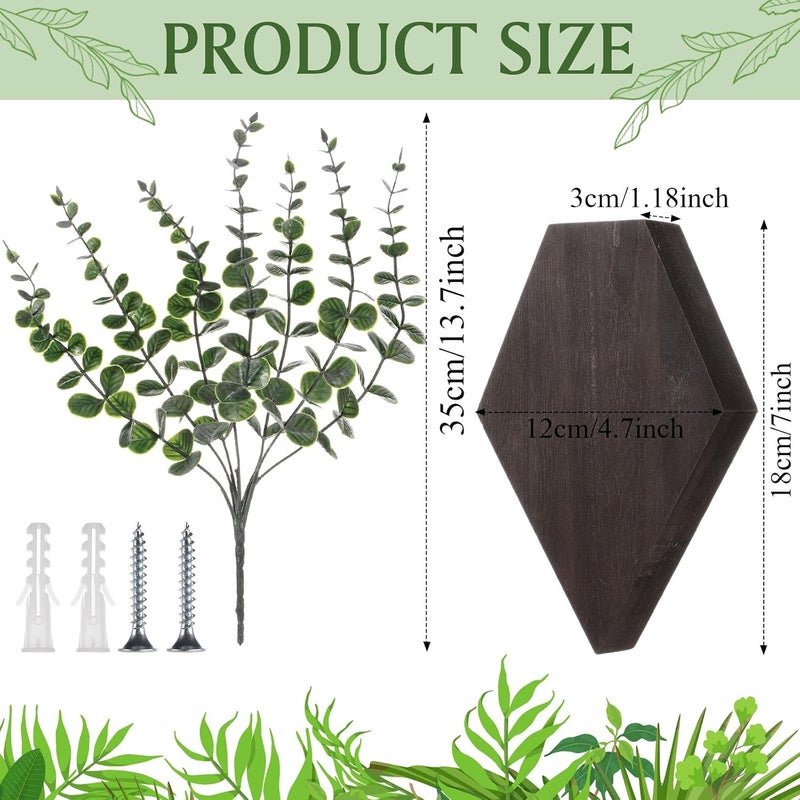Chunful 2 Pcs Wooden Wall Planter Decor Hanging Fake Plants Greenery Flowers Holder Vase Boxes for Wall Bohemian Farmhouse Room Kitchen Office Indoor Decoration(Brown,7.1 x 4.7 x 1.2 Inches) - Image 3