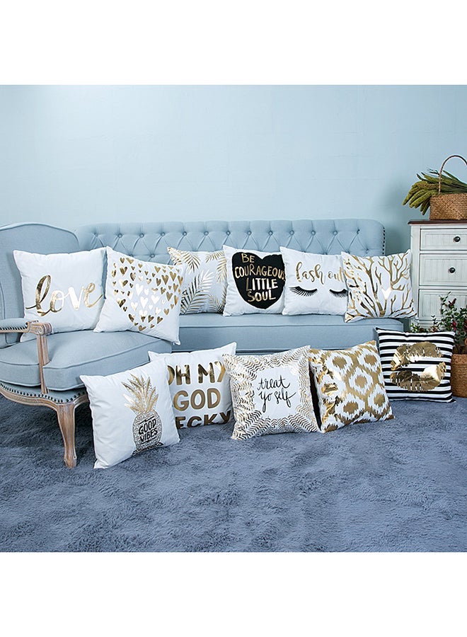 Lip Printed Decorative Soft Cushion Cover White/Gold/Black 45x45cm - Image 4
