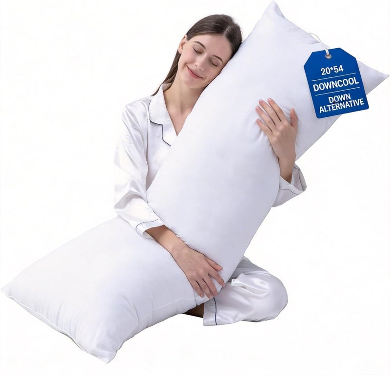 DOWNCOOL Large Body Pillow Insert- Breathable Full Body Pillow for Side Sleeper - Soft Long Bed Pillow for Adults - 20 x 54 inch - Image 1