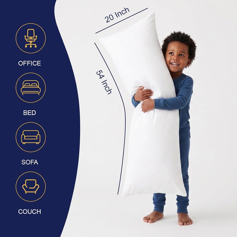 DOWNCOOL Large Body Pillow Insert- Breathable Full Body Pillow for Side Sleeper - Soft Long Bed Pillow for Adults - 20 x 54 inch - Image 2