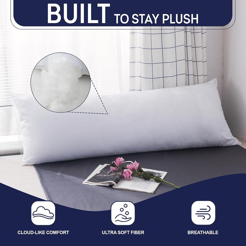 DOWNCOOL Large Body Pillow Insert- Breathable Full Body Pillow for Side Sleeper - Soft Long Bed Pillow for Adults - 20 x 54 inch - Image 3