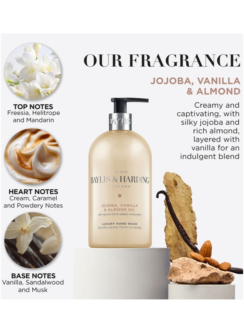 Baylis & Harding Jojoba, Vanilla and Almond Oil Hand Wash, 500ml | Vegan | Warmth, Comfort and Elegance | Silky Texture | Paraben Free - Image 2