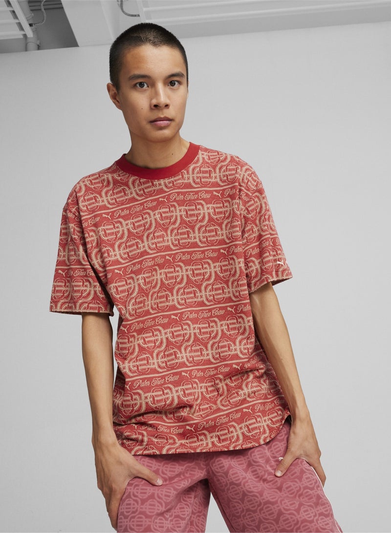 PUMA Palm Tree Crew Mens Red Printed T-shirt - Image 1