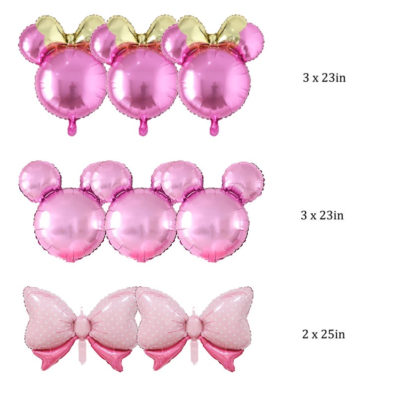 Finypa 6 Pcs Mouse Head Birthday Balloons, Huge Pink Bow Aluminum Foil Balloons for Baby Shower, Wedding, for Kids Birthday Party Decorations Supplies Jumbo Mouse Head Balloons Party Favors - Image 2