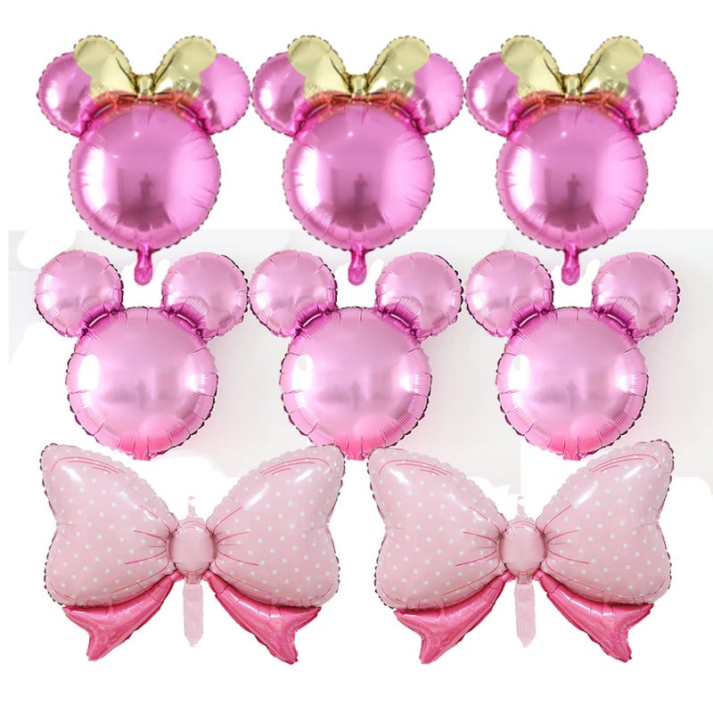 Finypa 6 Pcs Mouse Head Birthday Balloons, Huge Pink Bow Aluminum Foil Balloons for Baby Shower, Wedding, for Kids Birthday Party Decorations Supplies Jumbo Mouse Head Balloons Party Favors - Image 1