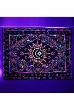 SYOSI Tapestries for Bedroom Aesthetic Room Decor Wall Tapestry Blacklight Tapestry UV Reactive Black Light Posters Colorful Backdrop Glow in the Dark Hippie Boho Tapestry Burning Sun Trippy Tapestry  - Image 1