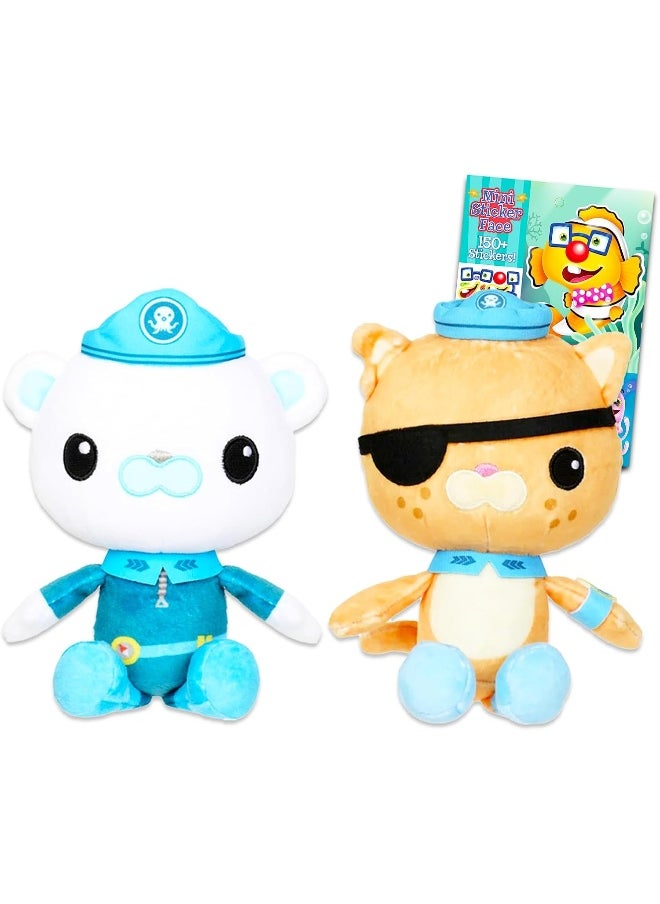 Disney - Disney Octonauts Plushie Set - Bundle with 2 Plush 8" Octonauts: Captain Barnacles, and Kwazii, Plus Bonus Create-A-Face Sticker Book | Octonauts Stuffed Animals - Image 1
