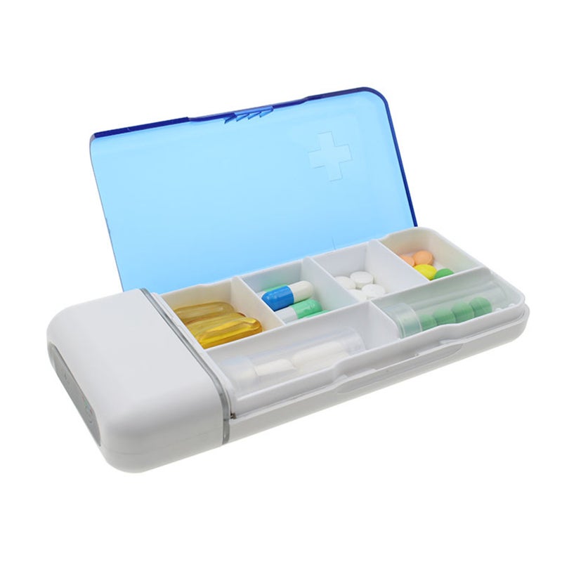 Portable Mini Pill Box with Timer Reminders 6 Compartments Pill Organizer Smart Pill Dispenser with Timer Alarm - Image 4