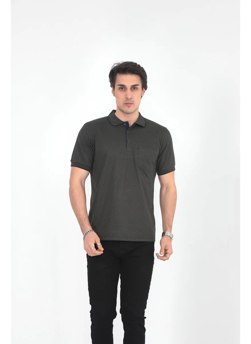 Kmk Kombin KMK Combination Dad Collar Pocket Patterned Model Classic Cut T-Shirt