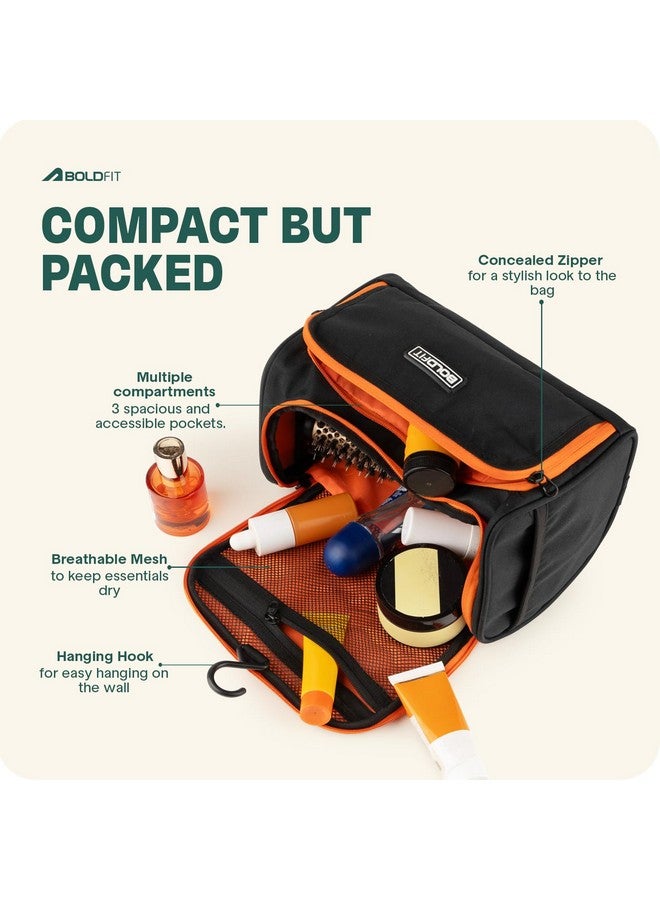 BOLDFIT حقيبة أدوات التجميل من بولدفِت، منظم واسع للأدوات الشخصية مع عدة أقسام، حقيبة أدوات تجميل مدمجة للسفر، للرجال والنساء، مجموعة تخزين مستحضرات التجميل والعناية الشخصية للحقائب مع إغلاق بسحاب، أسود - Image 4