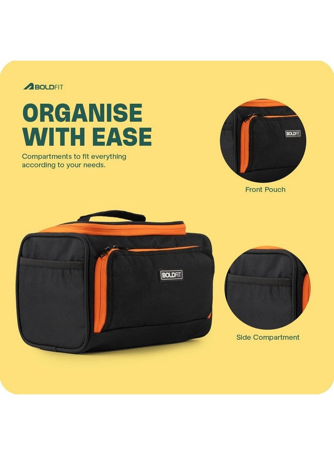 BOLDFIT حقيبة أدوات التجميل من بولدفِت، منظم واسع للأدوات الشخصية مع عدة أقسام، حقيبة أدوات تجميل مدمجة للسفر، للرجال والنساء، مجموعة تخزين مستحضرات التجميل والعناية الشخصية للحقائب مع إغلاق بسحاب، أسود - Image 2