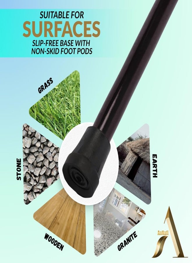 AnNafi® Wooden Walking Cane | 37 inch Vintage Ebony Black |Sheesham Wood with Silver Carved Handle|Classic Walking Stick for Gentleman - Image 3