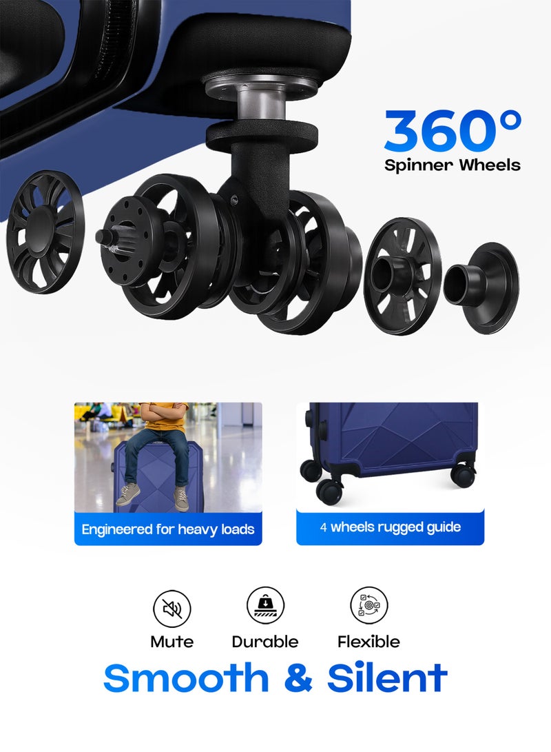 فيبتور طقم حقائب سفر 3 قطع ABS بعجلات مع نظام رقم قابل للقفل - Image 2