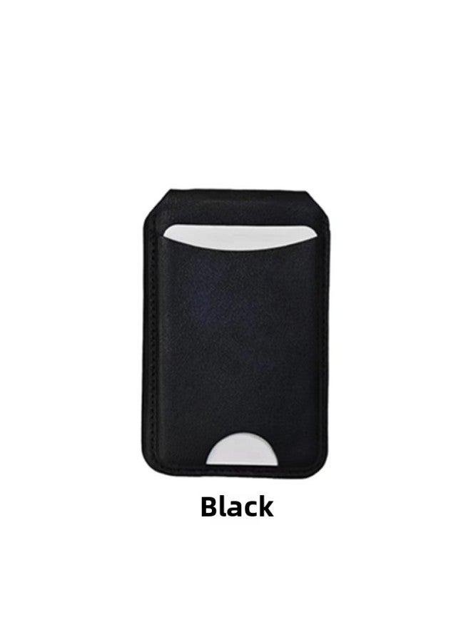 Mobile Phone Strong Magnetic Card Bag Double Card Clamp Bag Invisible Folding Desktop Portable Stand Bus Subway Storage Wallet-Colors:Black - Image 1