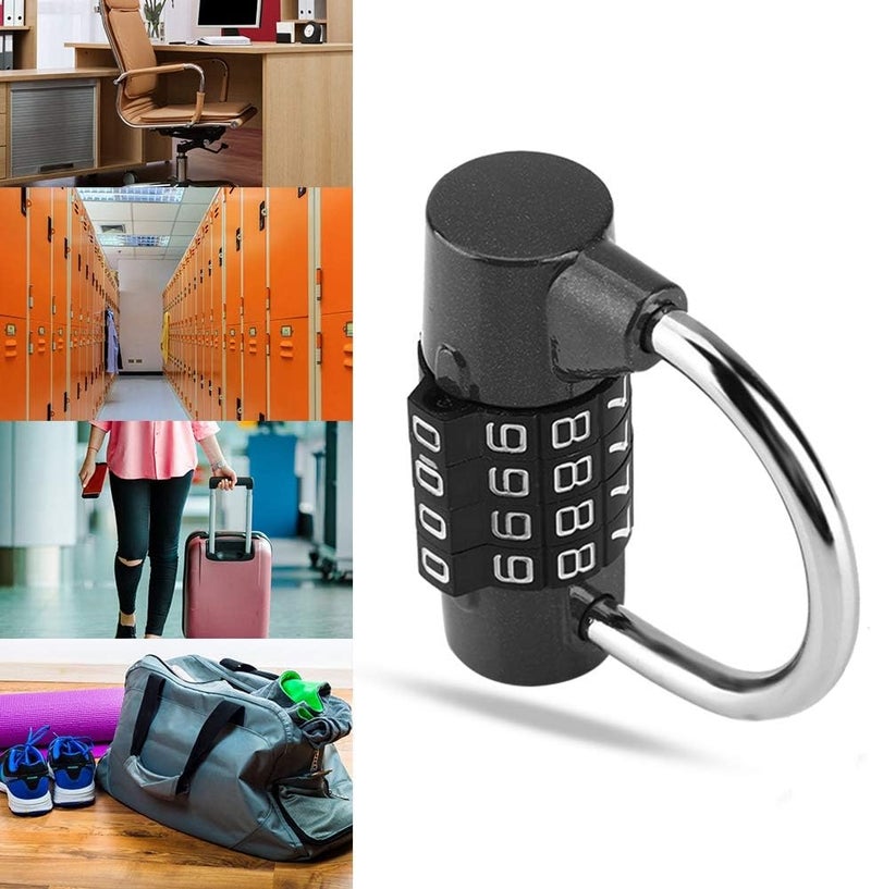 كلاراكو قفل أمان بأربعة أرقام، خزانة منزلية، صندوق سفر، خزانة رياضية، رمز أمان (أسود) - Image 5