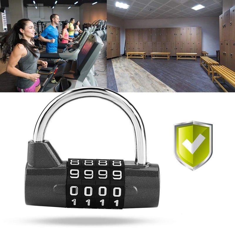 كلاراكو قفل أمان بأربعة أرقام، خزانة منزلية، صندوق سفر، خزانة رياضية، رمز أمان (أسود) - Image 4