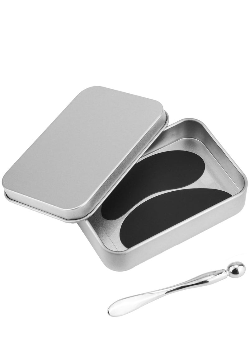 Generic - Reusable Eye Patch, Silicone Anti-Wrinkle Patches Under Eye Mask Fills Fine Lines and Wrinkles with Metal Eye Cream Applicator and Tin Case (Black) - Image 1