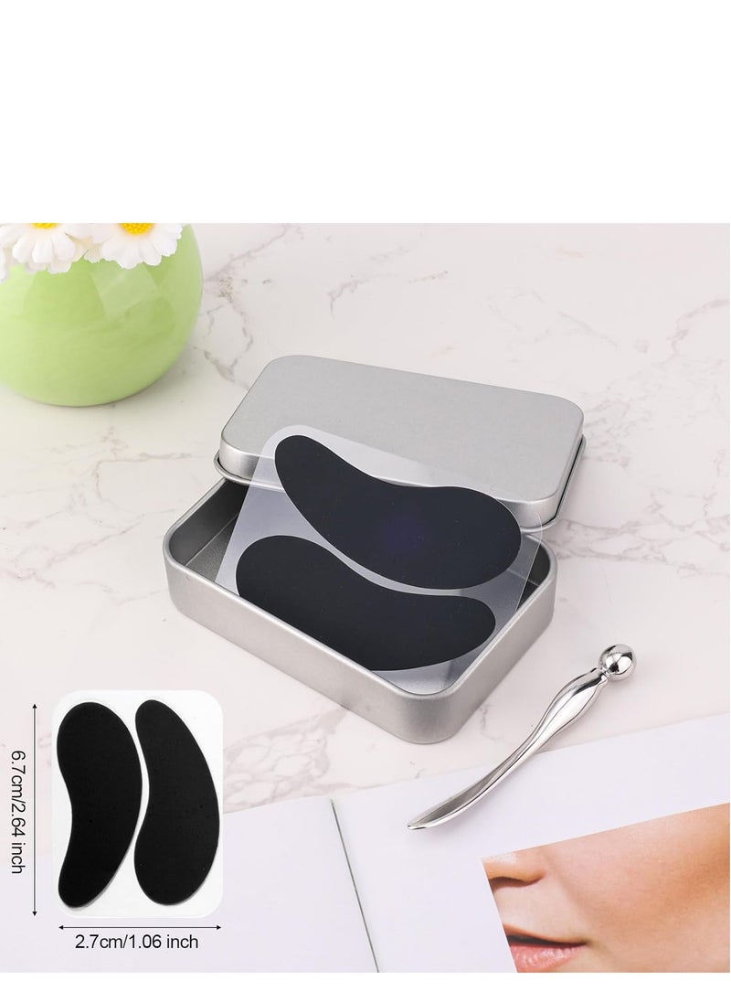 Generic - Reusable Eye Patch, Silicone Anti-Wrinkle Patches Under Eye Mask Fills Fine Lines and Wrinkles with Metal Eye Cream Applicator and Tin Case (Black) - Image 1