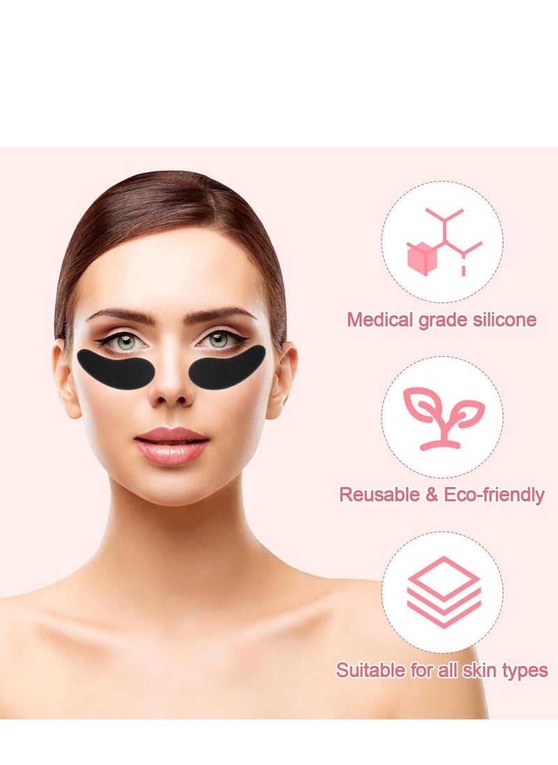 Generic - Reusable Eye Patch, Silicone Anti-Wrinkle Patches Under Eye Mask Fills Fine Lines and Wrinkles with Metal Eye Cream Applicator and Tin Case (Black) - Image 1