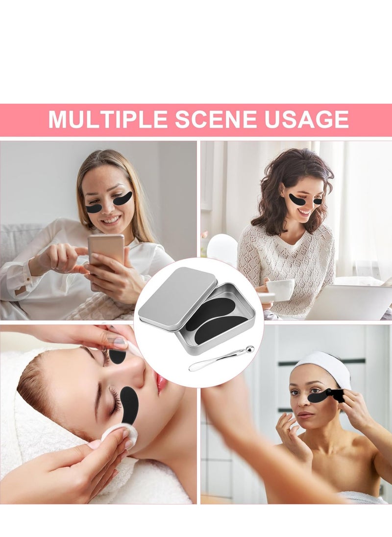 Generic - Reusable Eye Patch, Silicone Anti-Wrinkle Patches Under Eye Mask Fills Fine Lines and Wrinkles with Metal Eye Cream Applicator and Tin Case (Black) - Image 1