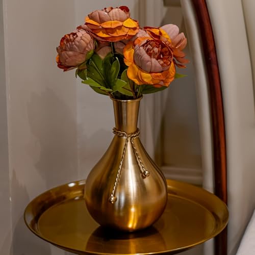 The Artage Metal Decorative Teardrop Vase Brass Finish with Braided Golden Detail| Flower Vase for Home Decor, Living Room, Bedroom, Office Table|Flower Pot for Decoration & Gift (Flower Not Included) - Image 1