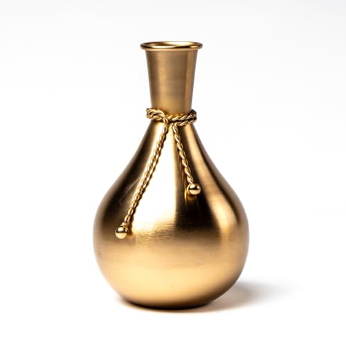 The Artage Metal Decorative Teardrop Vase Brass Finish with Braided Golden Detail| Flower Vase for Home Decor, Living Room, Bedroom, Office Table|Flower Pot for Decoration & Gift (Flower Not Included) - Image 2