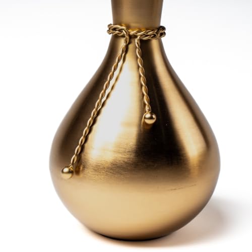 The Artage Metal Decorative Teardrop Vase Brass Finish with Braided Golden Detail| Flower Vase for Home Decor, Living Room, Bedroom, Office Table|Flower Pot for Decoration & Gift (Flower Not Included) - Image 4