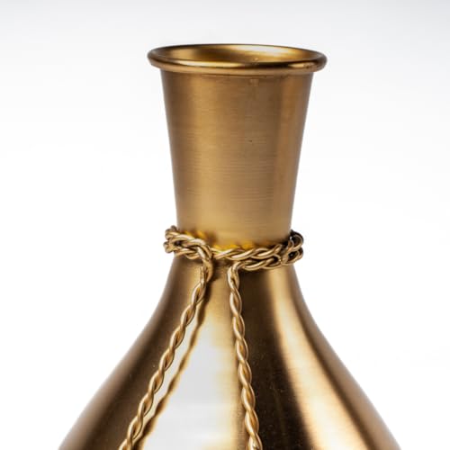 The Artage Metal Decorative Teardrop Vase Brass Finish with Braided Golden Detail| Flower Vase for Home Decor, Living Room, Bedroom, Office Table|Flower Pot for Decoration & Gift (Flower Not Included) - Image 5