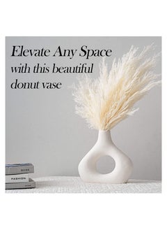 Home & More White Ceramic Vase Set of 2 Vases for Modern Home Decor  - Image 4