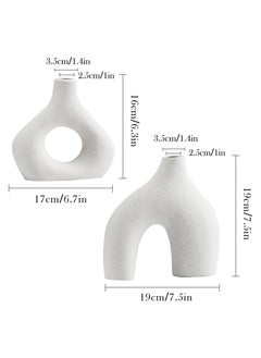 Home & More White Ceramic Vase Set of 2 Vases for Modern Home Decor  - Image 2