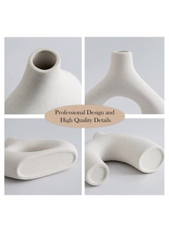 Home & More White Ceramic Vase Set of 2 Vases for Modern Home Decor  - Image 3