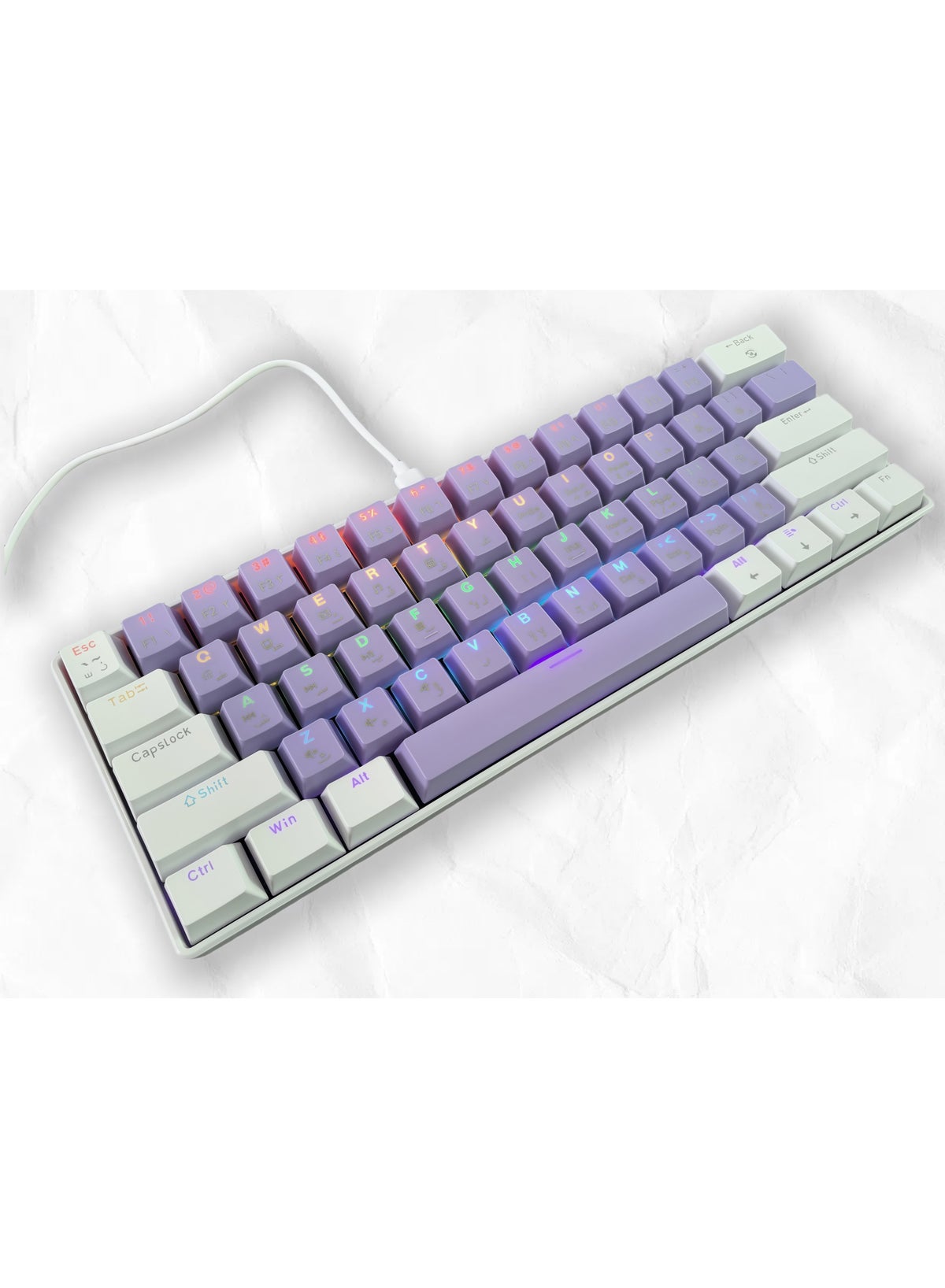 SUNNYSEE 61 Key RGB Mechanical Keyboard Purple and White Dual Color ...