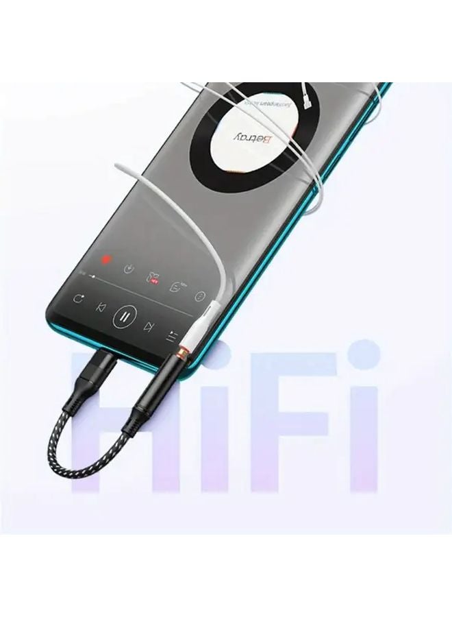 Black USB C to 35mm Audio Cable Adapter with Data Transfer and Power Delivery - Image 5