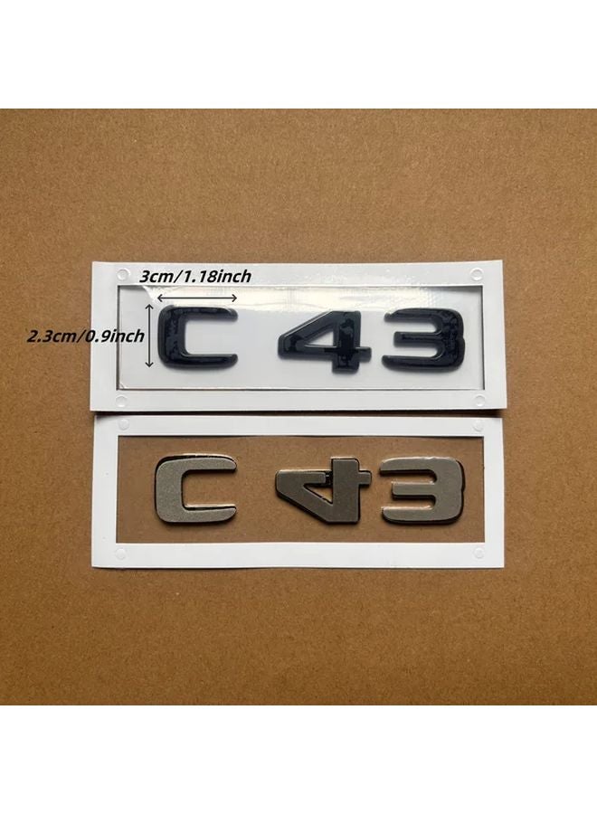 Silvery C43 Style Trunk Badge Emblem Automotive Exterior Customization Letters Logo Design - Image 3
