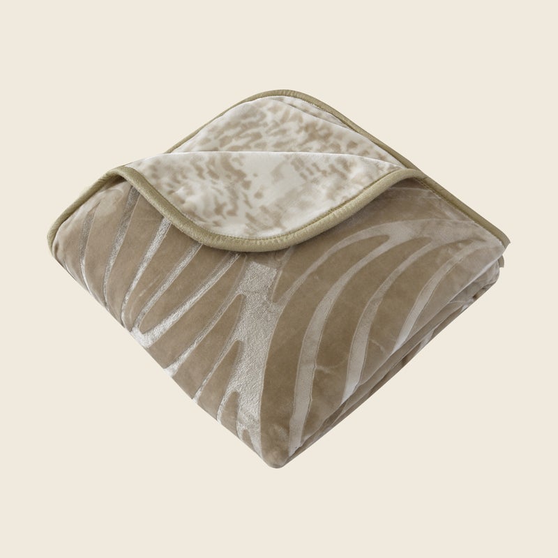Morano Mirage Blanket Model Waves 220 x 240 cm Reversible 2-Ply Luxury Embossed Polyester with Weight for Softness and Warmth, Elegant Home Comfort - Image 1