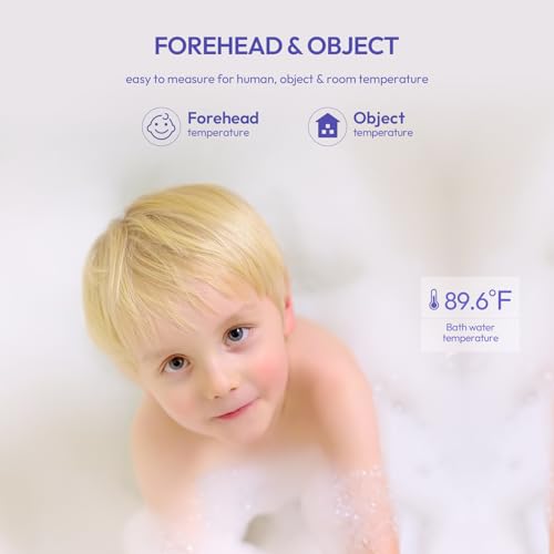 Viproud Forehead Thermometer for Adults, Kids & Babies, No-Touch Digital Thermometer with LCD Backlight Display, Fever Alarm and 1s Instant Reading - Purple - Image 5