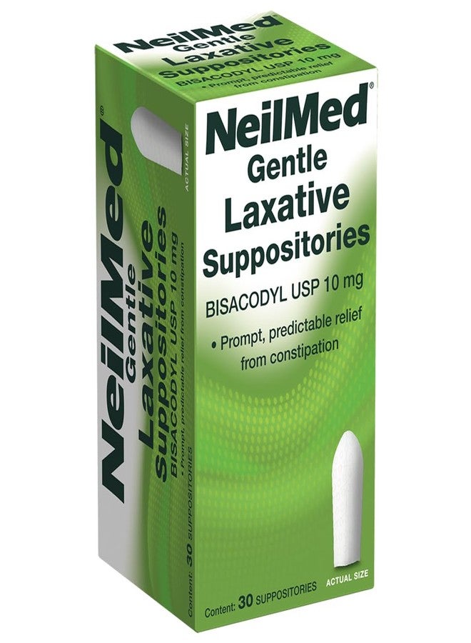 NeilMed Gentle Laxative Suppositories Bisacodyl USP 10mg - Prompt, Predictable Relief from Constipation, Works in 15 Minutes to 1 Hour - 30 Count - Image 1