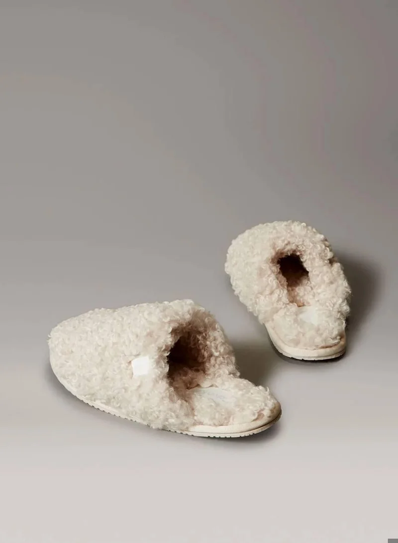 Calvin Klein Jeans Marshmallow Faux Shearling Sherpa Slippers for Women | Best Price UAE
