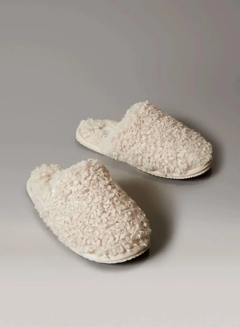 Calvin Klein Jeans Marshmallow Faux Shearling Sherpa Slippers for Women | Best Price UAE