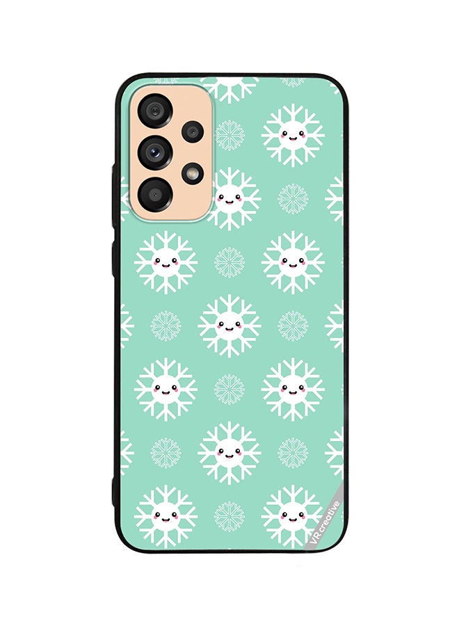VR CREATIVE Protective Case Cover For Samsung Galaxy A72 Cute And Happy Snowflakes Characters Design Multicolour - Image 1