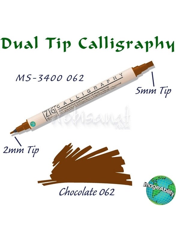 Zig Calligraphy Double Tip Calligraphy 2 mm 5 mm 062 Chocolate 