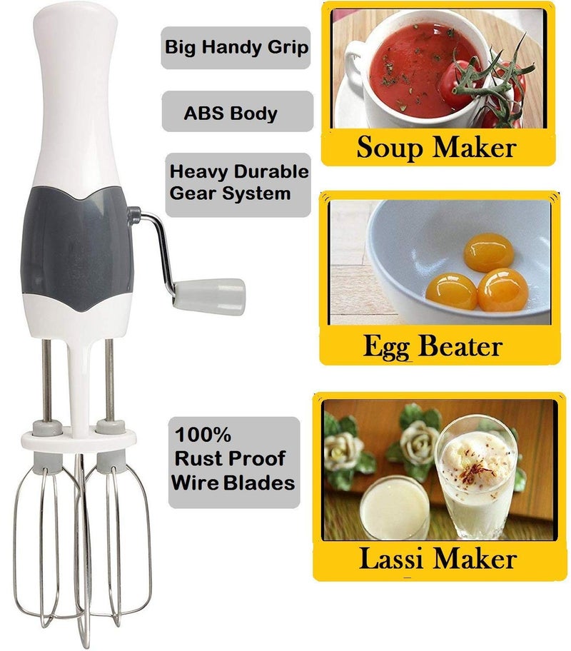 Vidhi Sales Vidhi sales Manual Hand BeaterButter Milk Whisker for Blending Mixing and Whipping White  - Image 3