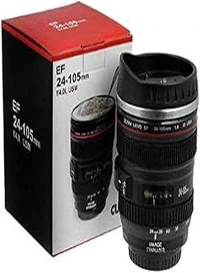 Camera Lens Shape Self Auto Mixing Cup Stainless Steel Lazy Self Stirring Mug for Coffee Tea