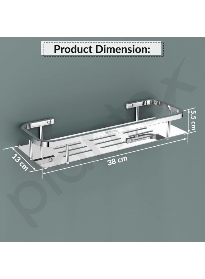 Plantex 304 Grade Stainless Steel Bathroom Shelf for Wall/Storage Shelves for Kitchen/Wall Mounted Bathroom Organizer -(15X5 Inches Chrome Finish) - Image 3