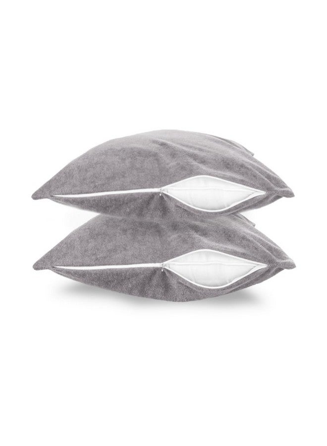 Wakefit واكفيت واقي وسادة مقاوم للماء | قطن تيري | غطاء داخلي للوسادة بسحاب | 200 جرام لكل متر مربع | رمادي - 28x18 بوصة | مجموعة من 4 - Image 3